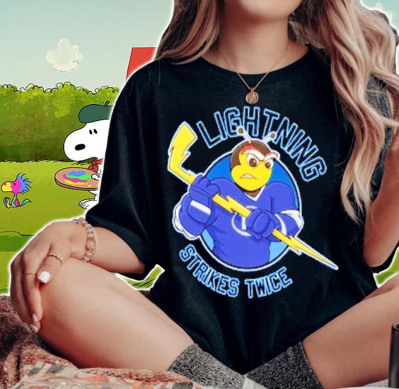 Tampa Bay Lightning Strikes Twice Hockey Champions ThunderBug Shirt t-shirt woman shirt