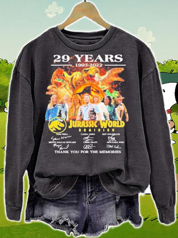 The Jurassic World Dominion 29 Years Anniversary 1993-2023 Signatures Thank You For The Memories Shirt t-shirt sweatshirt