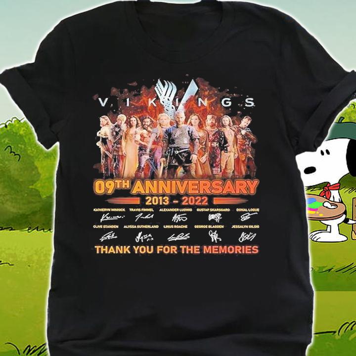 Vikings 09th Anniversary 2013 2022 Thank You For The Memories T-Shirt t-shirt shirt