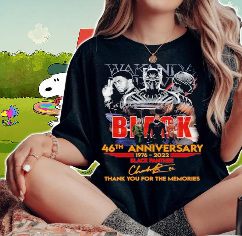 Wakanda Forever Marvel Black Panther 46th Anniversary Signatures Thank You For The Memories Shirt t-shirt woman shirt