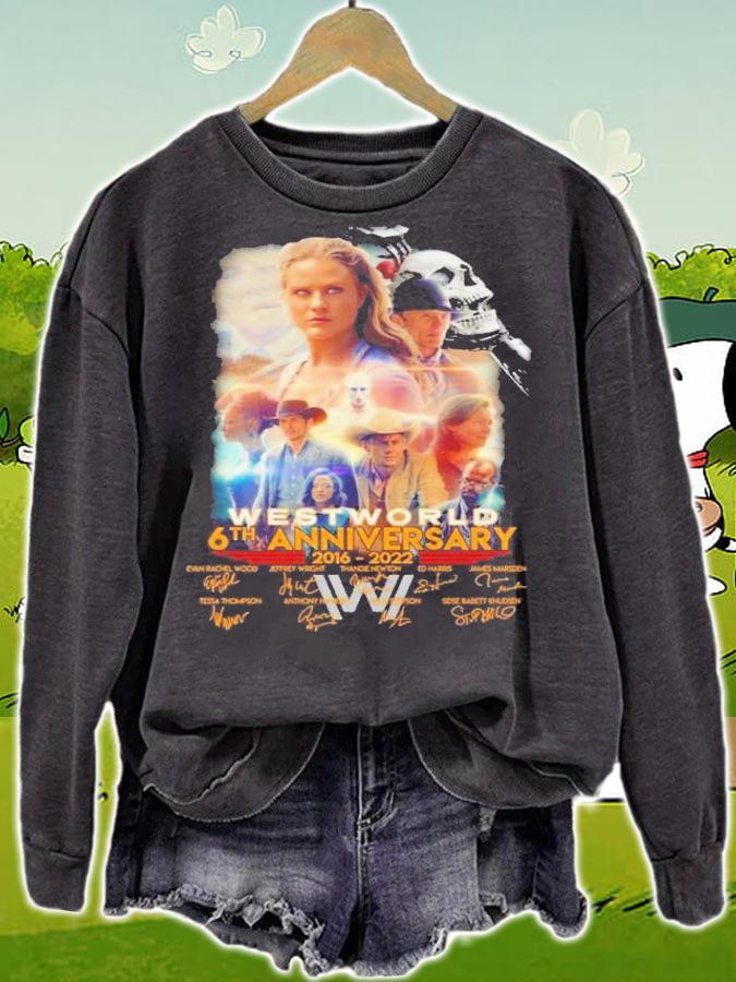 West World 6th anniversary 2016 2022 signatures shirt t-shirt sweatshirt