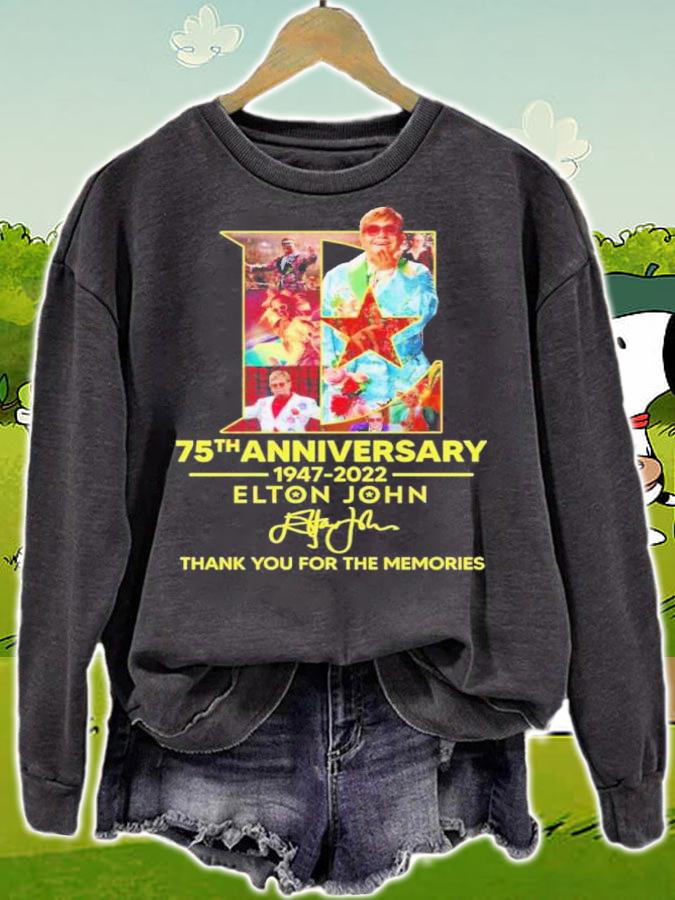 75th Anniversary 1947-2022 Elton John Signatures Thank You For The Memories Shirt t-shirt sweatshirt
