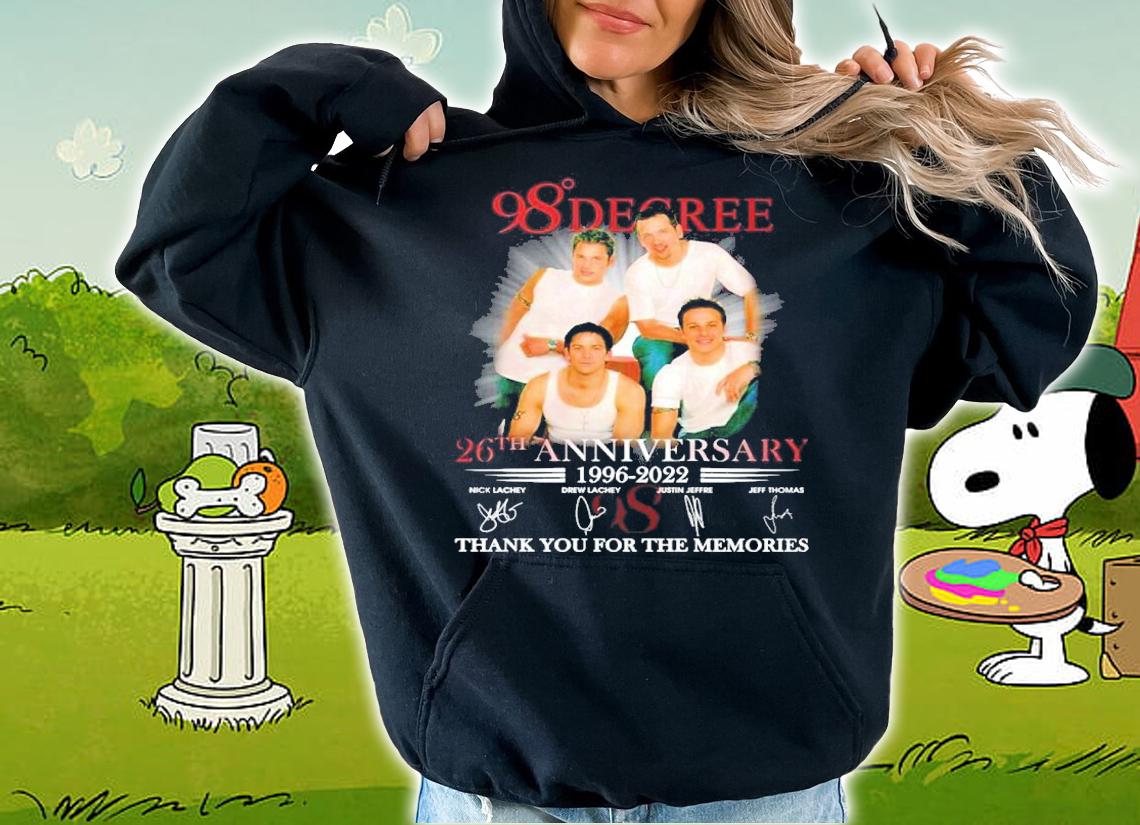 98 Degree 26th Anniversary 1996-2022 Signatures Thank You For The Memories Shirt t-shirt hoodie