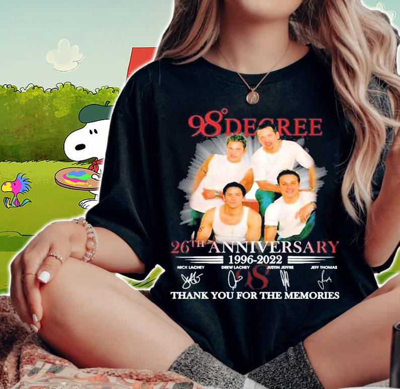 98 Degree 26th Anniversary 1996-2022 Signatures Thank You For The Memories Shirt t-shirt woman shirt
