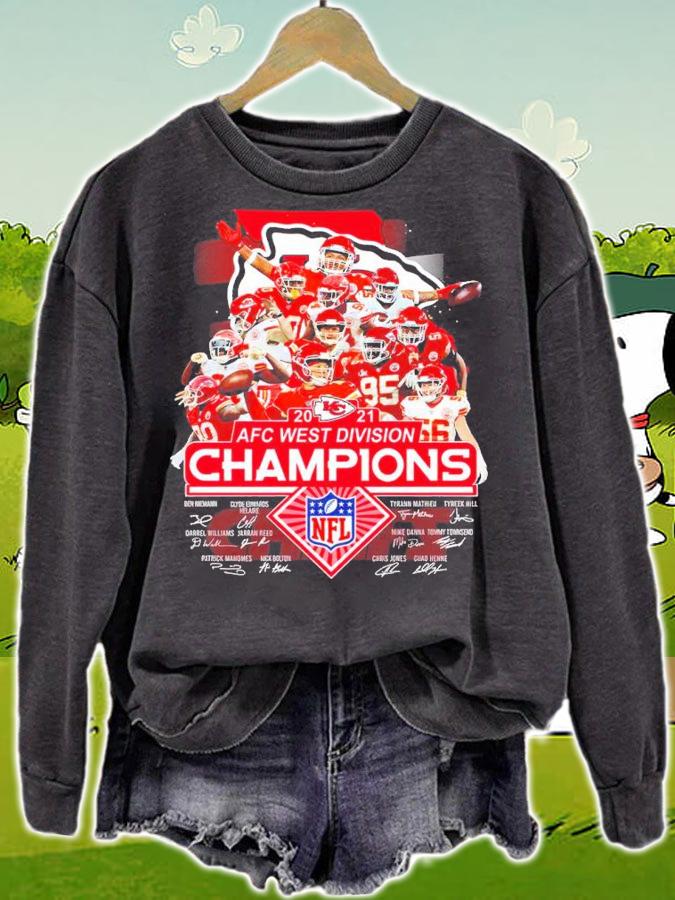 2021 Kansas City Chiefs AFC West Division Champions signatures shirt t-shirt sweatshirt