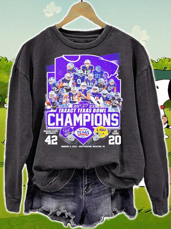 2022 Taxact Texas Bowl Champions Kansas State Wildcats 42 20 LSU Tiger Houston Shirt t-shirt sweatshirt