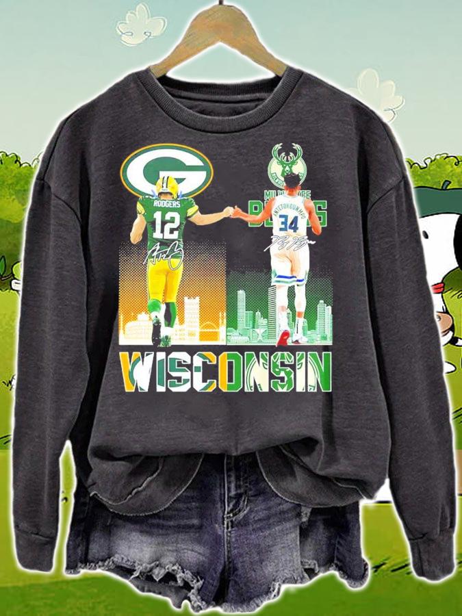 Aaron Rodgers And Giannis Antetokounmpo Wisconsin Teams Signatures Shirt t-shirt sweatshirt