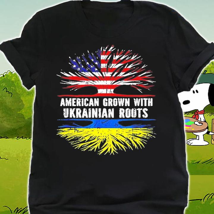 American Grown With Ukrainian Roots Usa Flag Ukraine T-Shirt t-shirt shirt