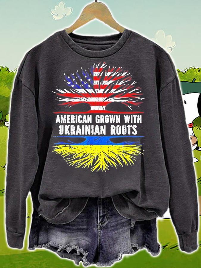 American Grown With Ukrainian Roots Usa Flag Ukraine T-Shirt t-shirt sweatshirt