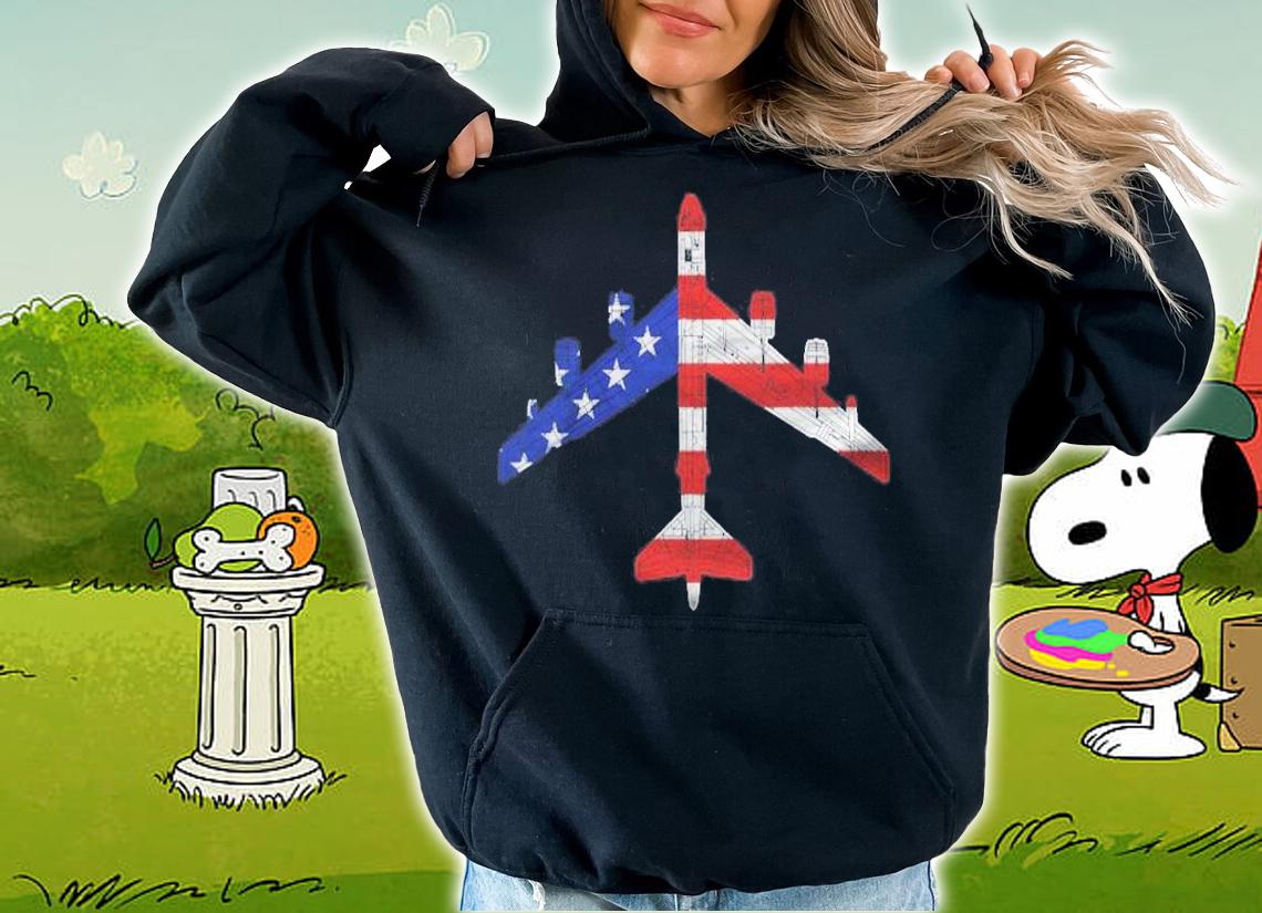 B-52 Stratofortress Aircraft Schematic American Flag B52 Ver2 T-shirt t-shirt hoodie