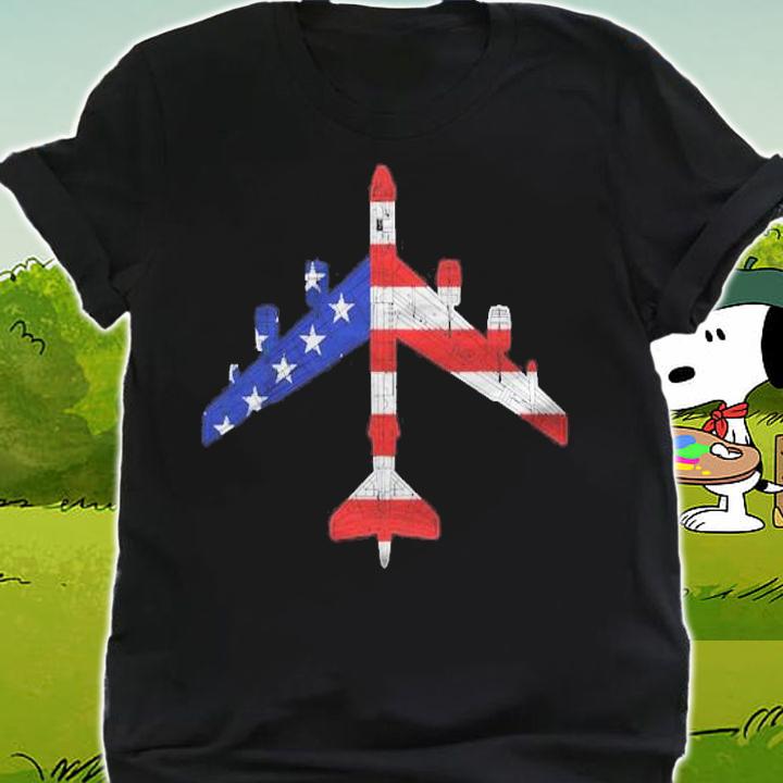 B-52 Stratofortress Aircraft Schematic American Flag B52 Ver2 T-shirt t-shirt shirt