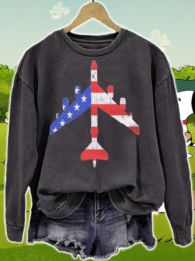 B-52 Stratofortress Aircraft Schematic American Flag B52 Ver2 T-shirt t-shirt sweatshirt