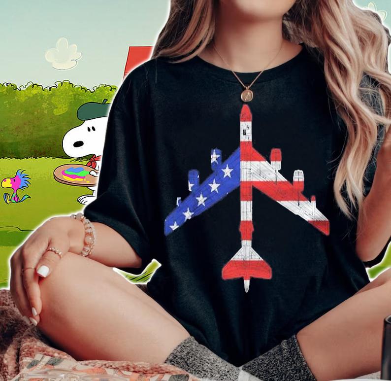 B-52 Stratofortress Aircraft Schematic American Flag B52 Ver2 T-shirt t-shirt woman shirt