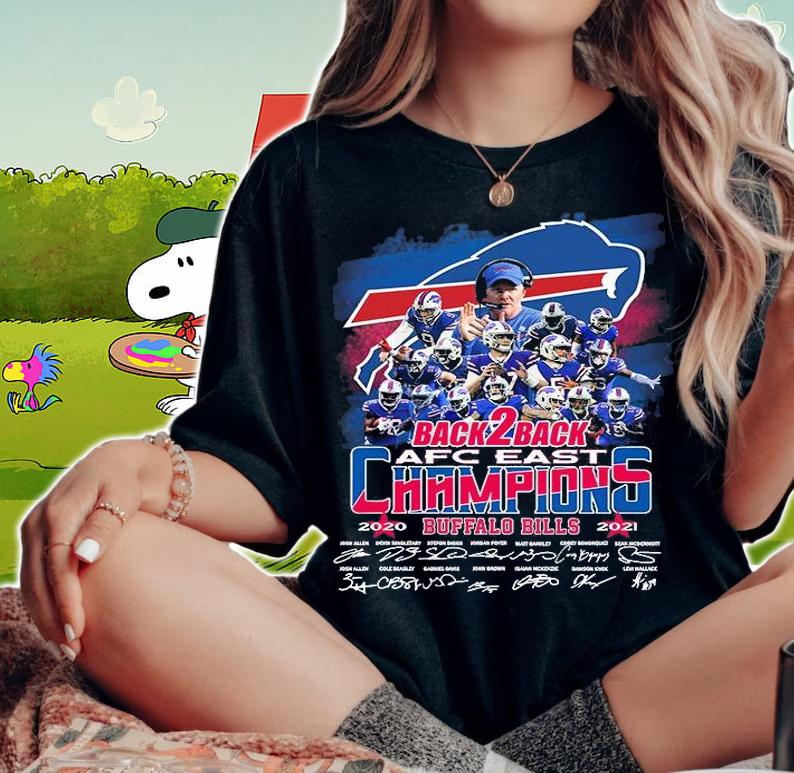 Back 2 Back AFC East Champions 2021 Buffalo Bills Signatures T-Shirt t-shirt woman shirt