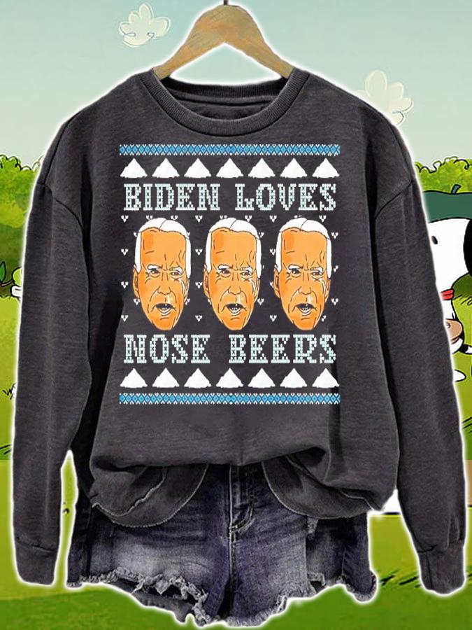 Biden Loves Nose Beers Holiday Christmas shirt t-shirt sweatshirt