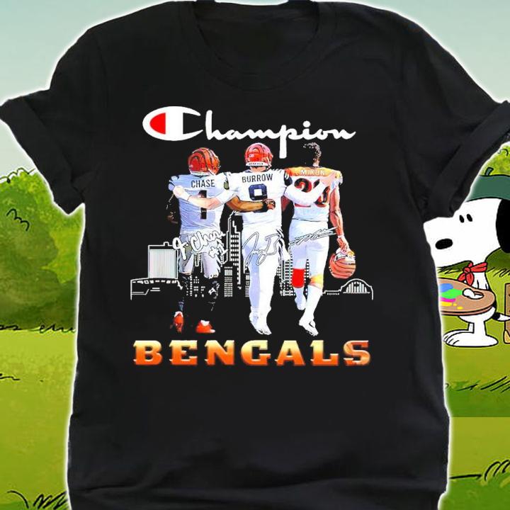Champion Ja'marr Chase Joe Burrow And Joe Mixon Cincinnati Bengals Signatures Shirt t-shirt shirt