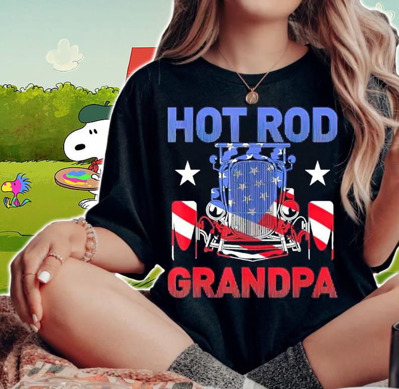 Hot Rod Grandpa American Flag Shirt t-shirt woman shirt