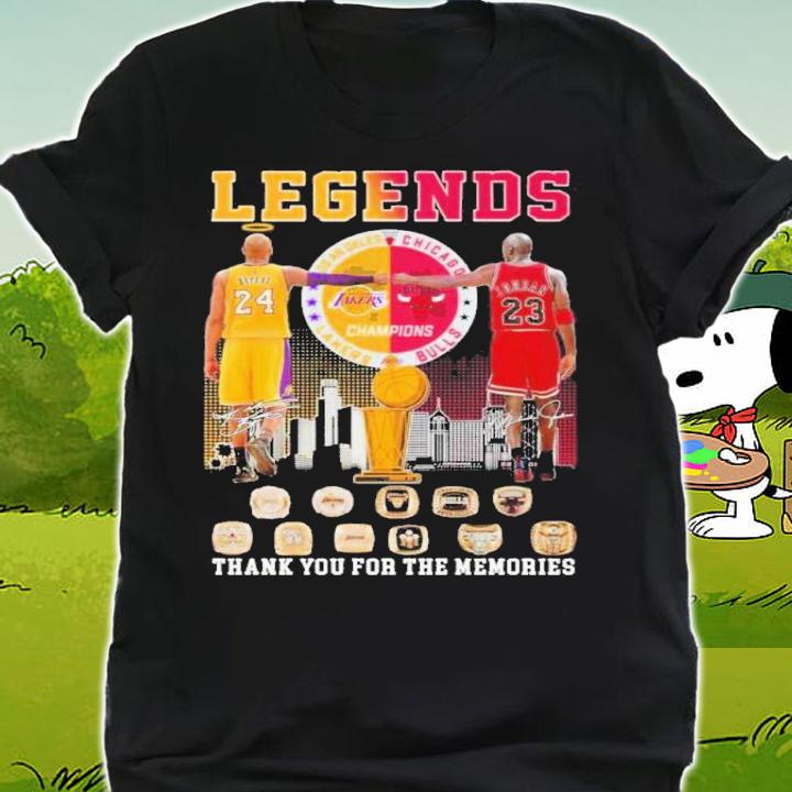 Legends Los Angeles Lakers Kobe Bean Bryant Vs Chicago Bulls Michael Jordan Signatures Thank You For The Memories Shirt t-shirt shirt