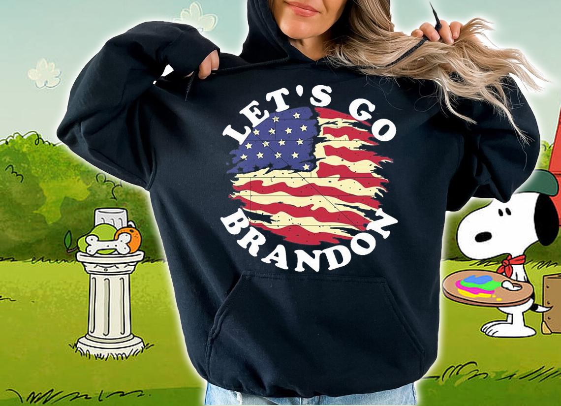 Let's Go Brandon American Burning Flag White T-Shirt t-shirt hoodie