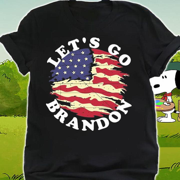 Let's Go Brandon American Burning Flag White T-Shirt t-shirt shirt