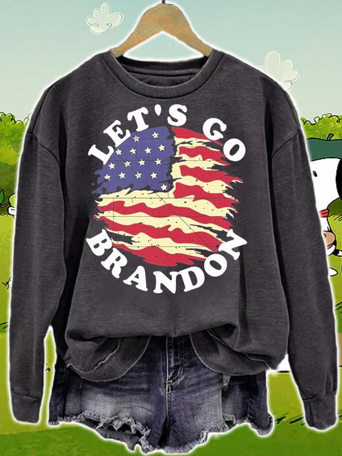 Let's Go Brandon American Burning Flag White T-Shirt t-shirt sweatshirt