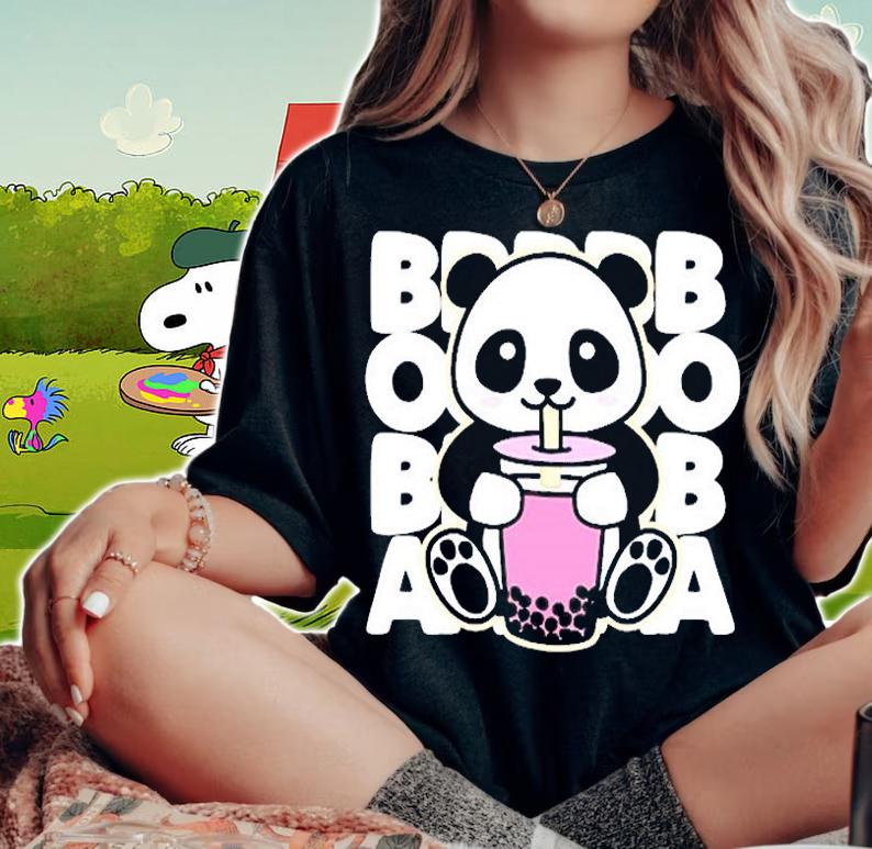 Kawaii Boba Tea Cute Anime Panda Kawaii Bubble Tea Drink T-Shirt t-shirt woman shirt