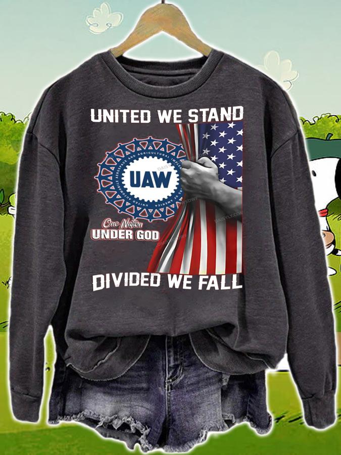United We Stand UAW One Nation Under God Divided We Fall American Flag t-shirt sweatshirt