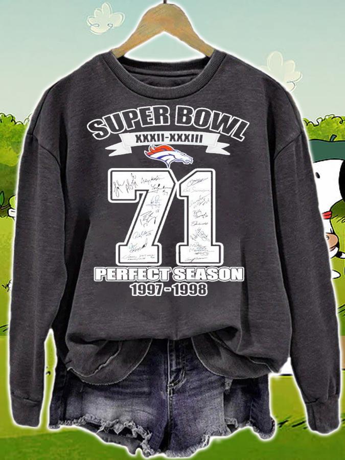 Denver Broncos Super Bowl XXXII-XXXIII 71 Perfect Season 1997-1998 Signatures Shirt t-shirt sweatshirt