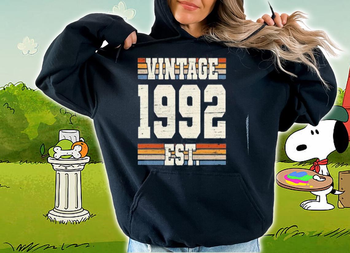 Retro 29 Years Old Vintage 1992 Established 29Th Birthday T-shirt t-shirt hoodie