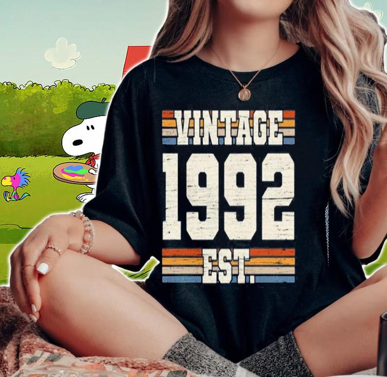Retro 29 Years Old Vintage 1992 Established 29Th Birthday T-shirt t-shirt woman shirt
