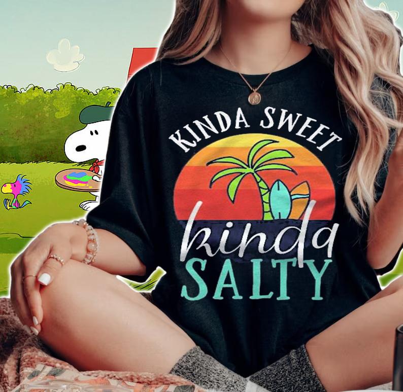 Retro Vintage Kinda Sweet Kinda Salty Beach Ocean Shirt t-shirt woman shirt