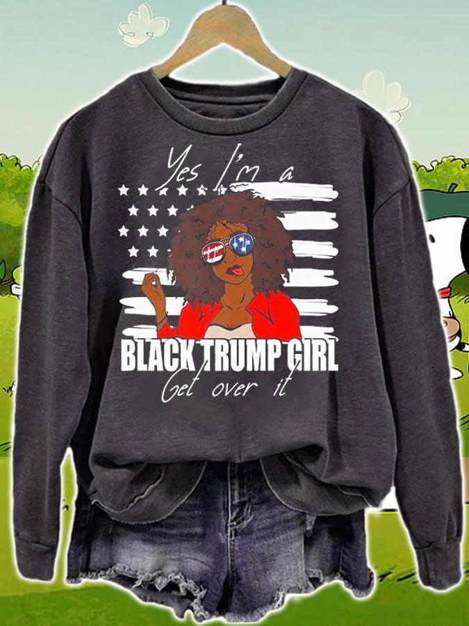 Trump Merica Glasses Yes I'm A Black Trump Girl Get Over It Supporter T-Shirt t-shirt sweatshirt