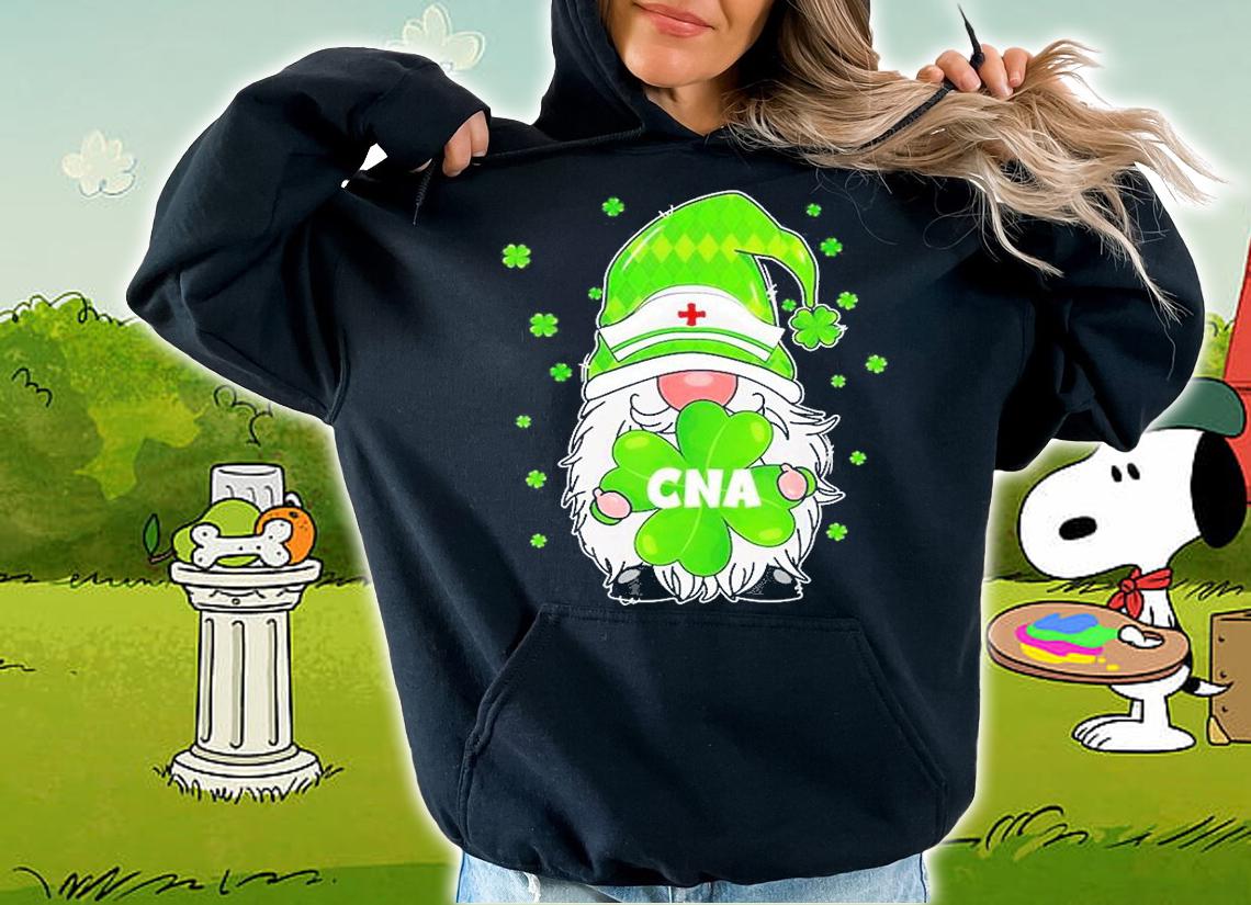 Funny Gnome With Shamrock Cna Nurse St Patrick's Day T-Shirt t-shirt hoodie