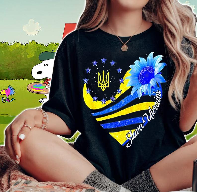 Sunflower Slava Ukraini Ukrainian Flag I Stand With Ukraine Love Ukraine T-Shirt t-shirt woman shirt