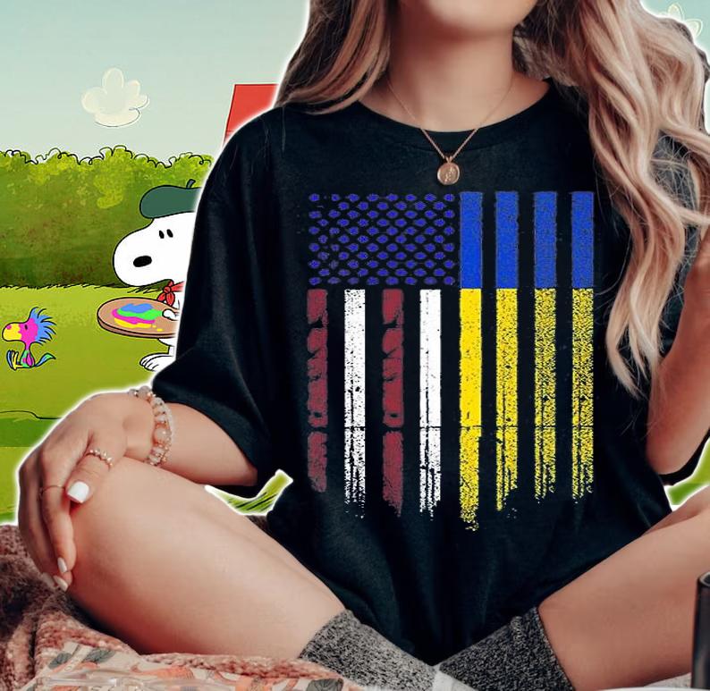 Vintage Ukrainian American Flag Ukraine USA America Proud T-Shirt t-shirt woman shirt