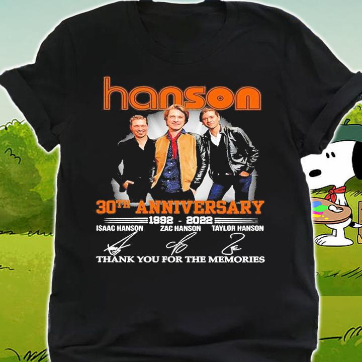 Hanson 30th Anniversary 1992 2022 Thank You For The Memories T-Shirt t-shirt shirt