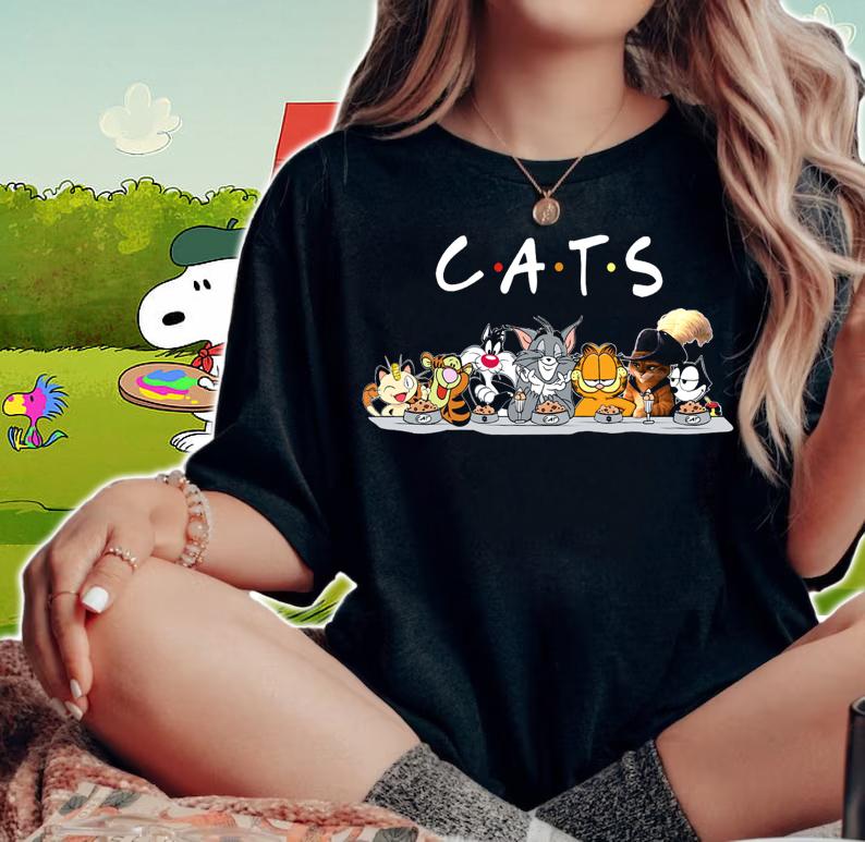 Garfield And Friends Cats 90s Meowth Tigger Sylvester Tom Felix t-shirt woman shirt