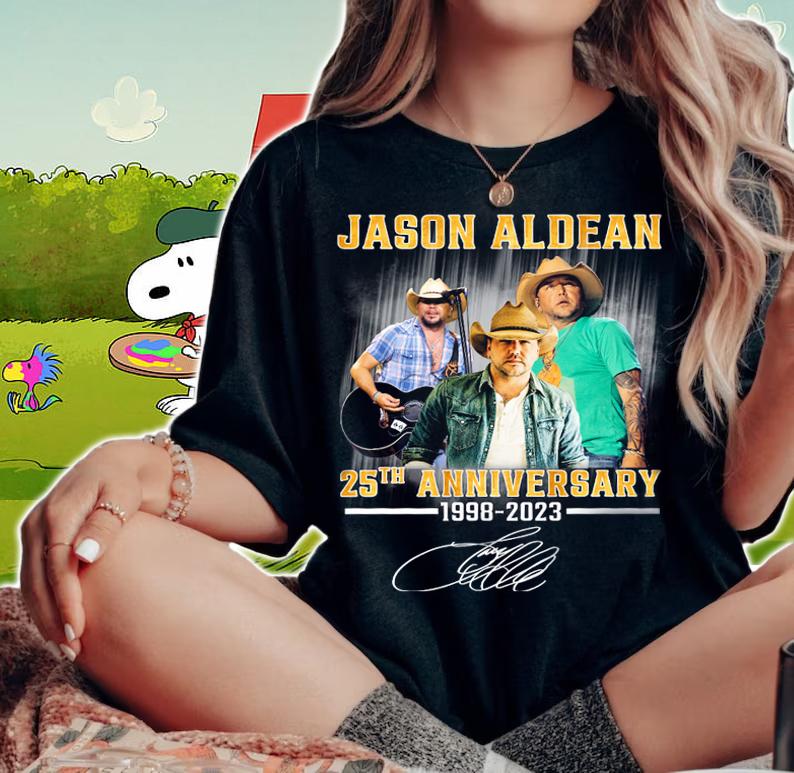 Jason Aldean 25th Anniversary 1998-2023 Signature t-shirt woman shirt