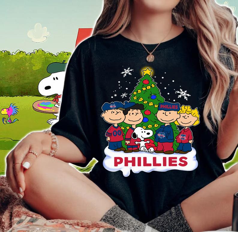 Phillies Peanuts Snoopy Christmas Tree Philadelphia Phillies t-shirt woman shirt