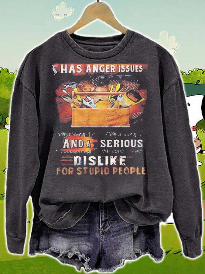 Walk Away This Carpenter Has Anger Issues And A Serious Dislike For Stupid People Sawdust And Hammer Version Shirt t-shirt sweatshirt