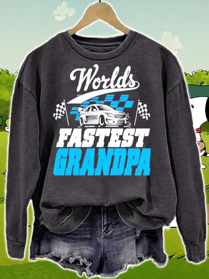 Worlds Fastest Grandpa Race Car Checkered Flag T-Shirt t-shirt sweatshirt