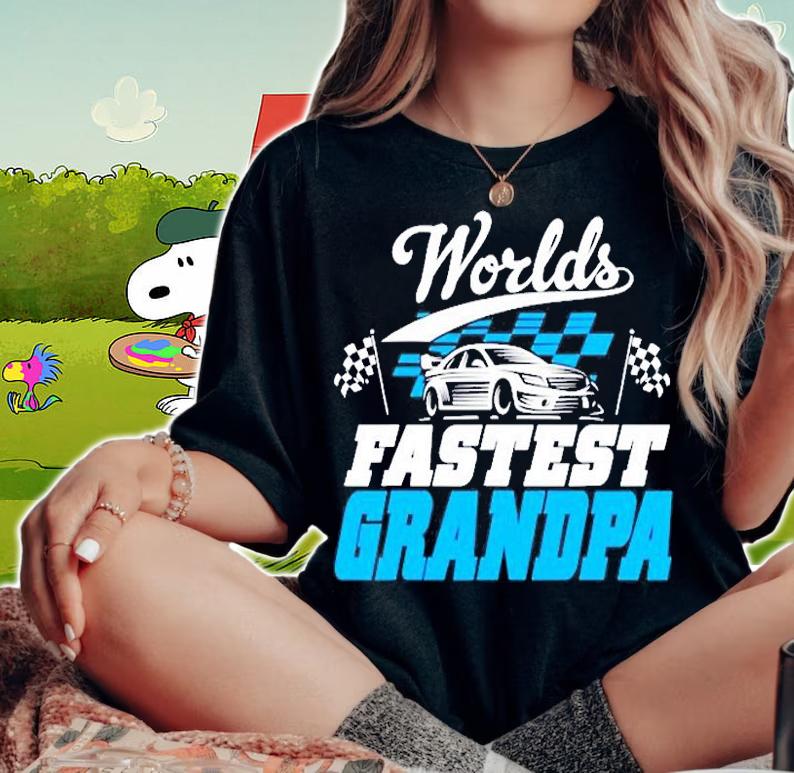 Worlds Fastest Grandpa Race Car Checkered Flag T-Shirt t-shirt woman shirt