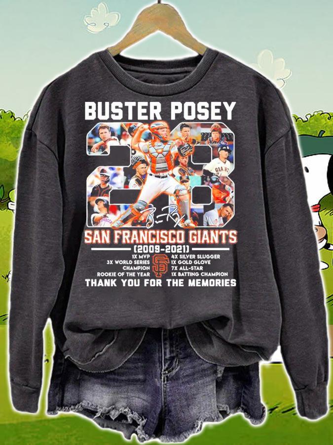 28 Buster Posey San Francisco Giants 2009 2021 Signature Thank You For The Memories t-shirt sweatshirt