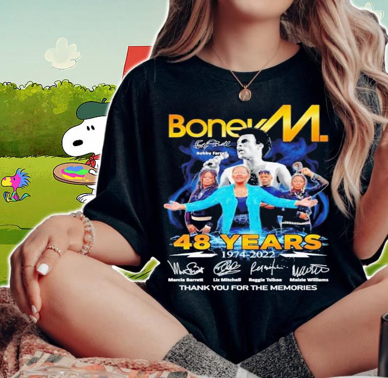 Boney M. 48 Years 1974 2022 Signatures Thank You For The Memories t-shirt woman shirt