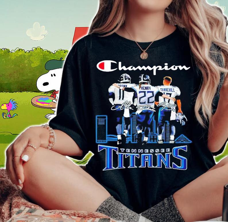 Champion Tennessee Titans A.J. Brown Derrick Henry Ryan Tannehill Signatures t-shirt woman shirt