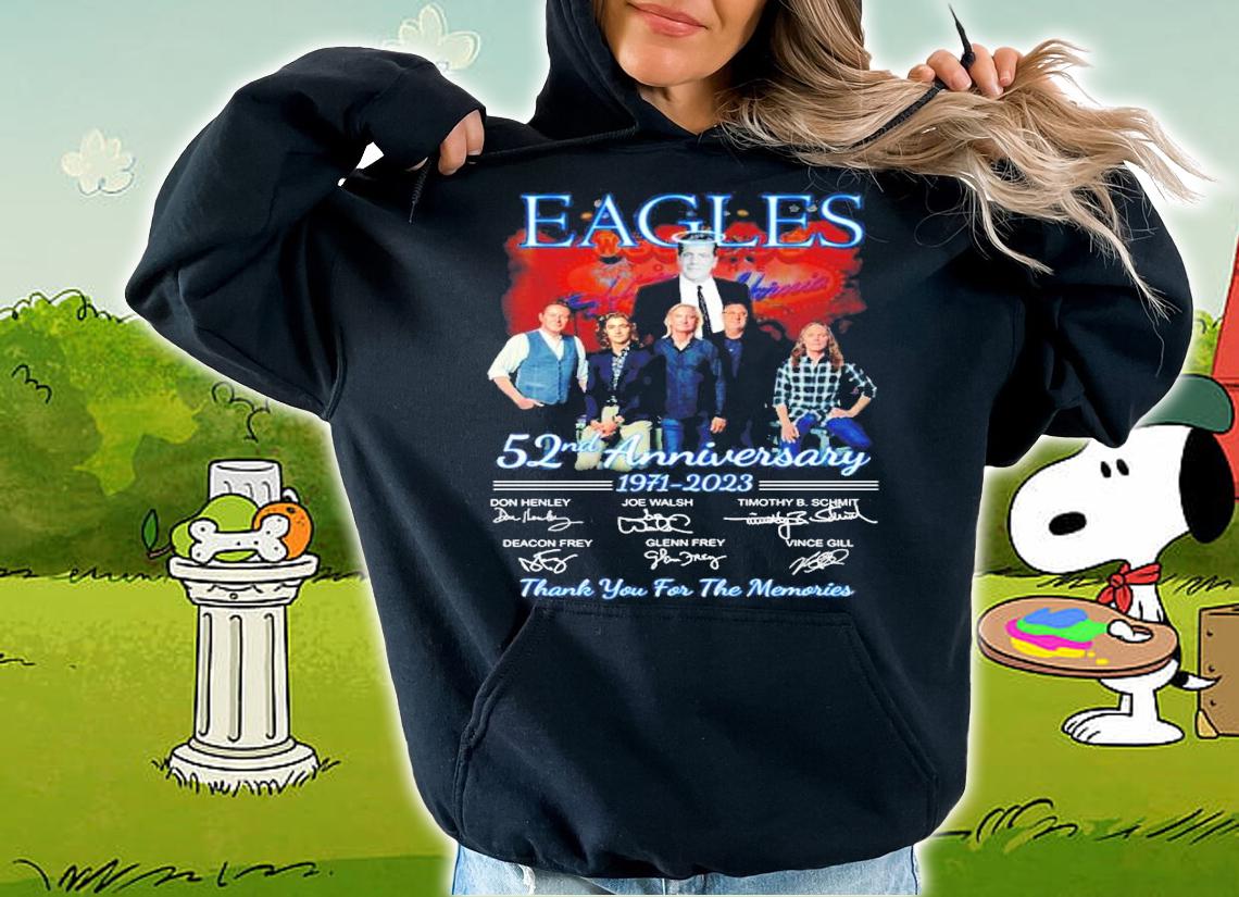 Eagles Band 52nd Anniversary 1971 2023 Signatures Thank You For The Memories t-shirt hoodie
