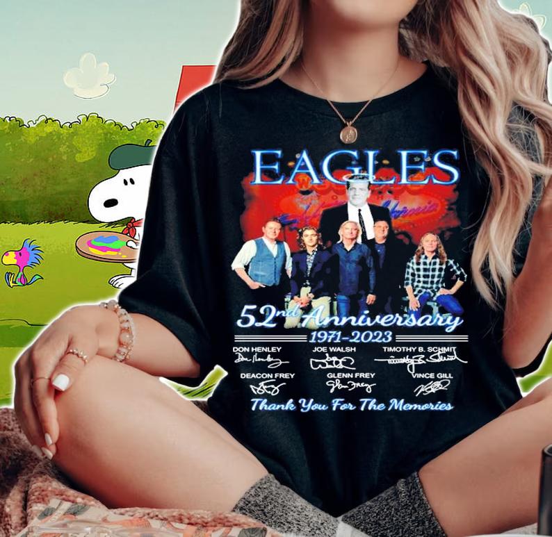 Eagles Band 52nd Anniversary 1971 2023 Signatures Thank You For The Memories t-shirt woman shirt
