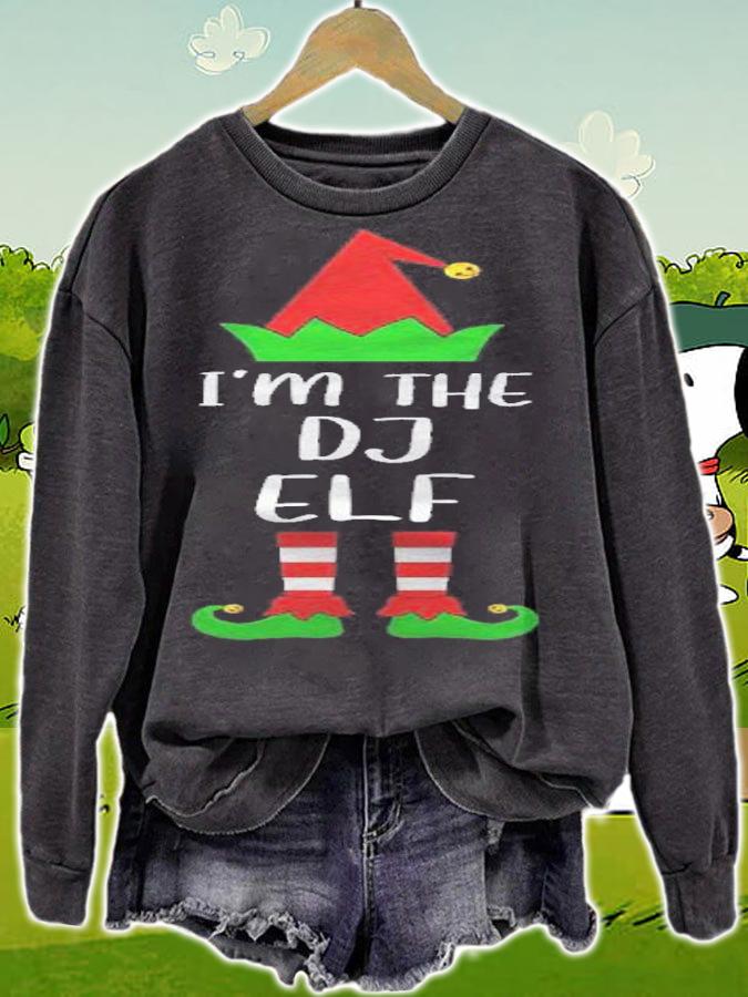 Funny Matching Family Im The Dj Elf Christmas Shirt sweatshirt