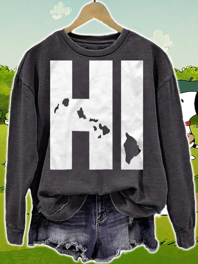 Hi Hawaii Map Raglan Baseball Shirt sweatshirt