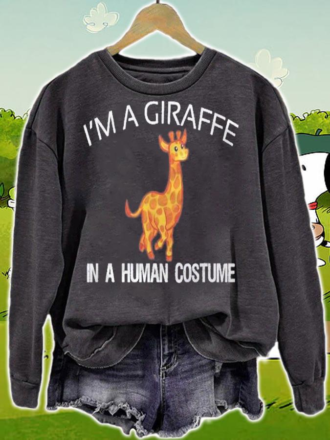 Im A Giraffe In A Human Costume Giraffe Halloween Shirt sweatshirt